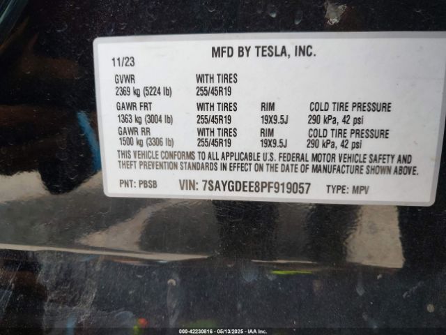 7SAYGDEE8PF919057 Tesla Model Y