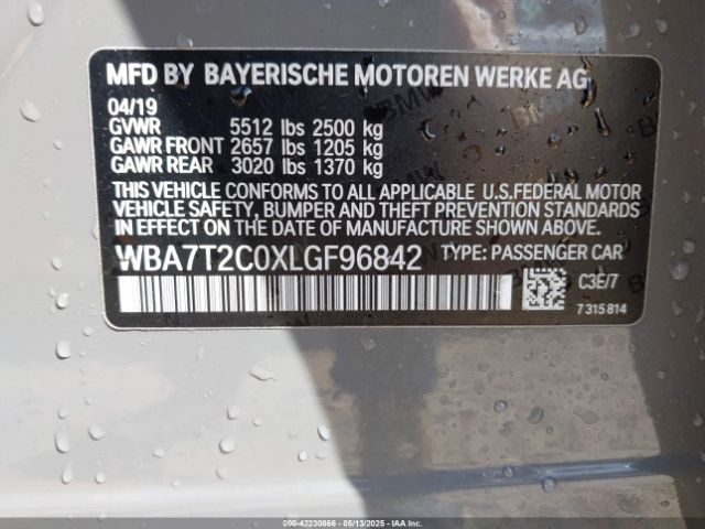 WBA7T2C0XLGF96842 BMW 740I