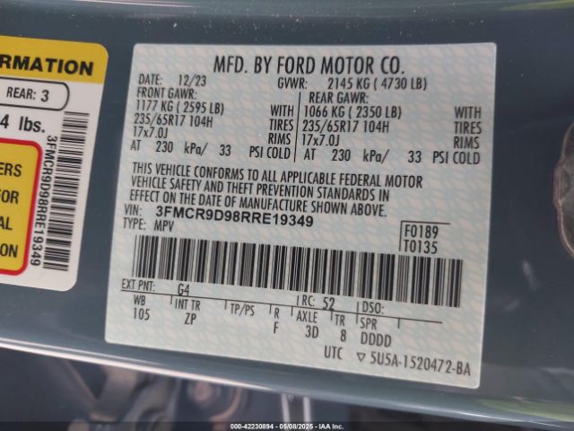 2024 FORD BRONCO SPORT 3FMCR9D98RRE19349 Photo 8
