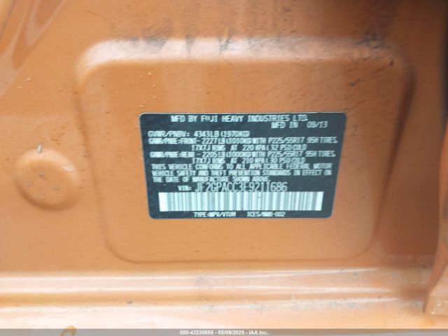 JF2GPACC3E9211686 Subaru Xv Crosstrek 2.0i Premium