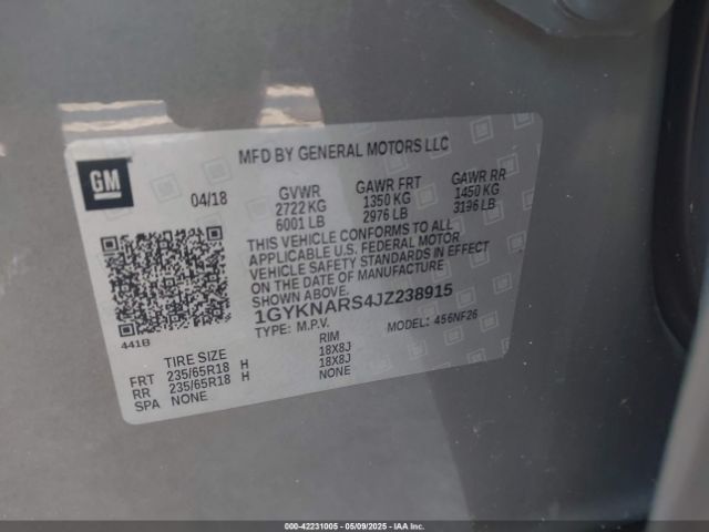 2018 CADILLAC XT5 1GYKNARS4JZ238915 Photo 8