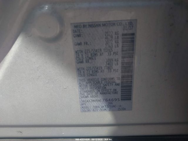 5N1AT2MV6HC764695 Nissan Rogue Sl