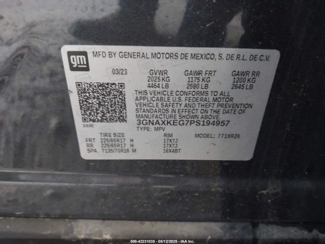 3GNAXKEG7PS194957 Chevrolet lsd