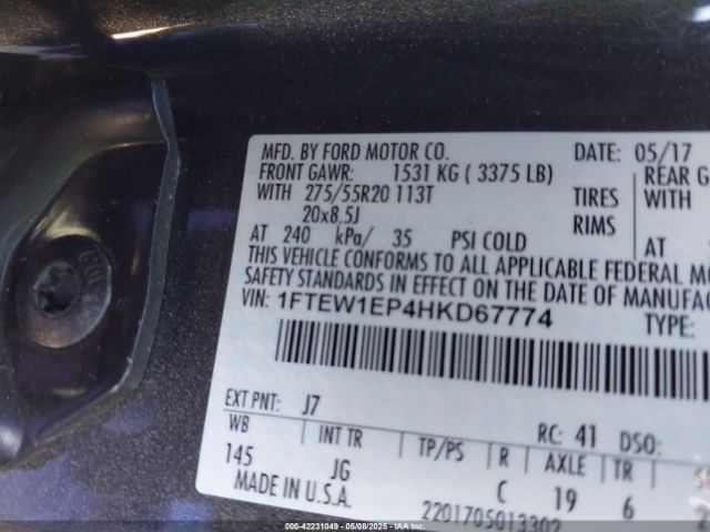 1FTEW1EP4HKD67774 Ford F-150 Xl