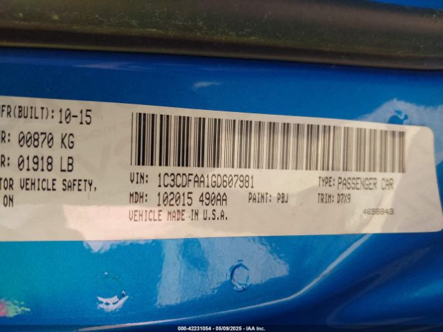 1C3CDFAA1GD607981 Dodge DART SE