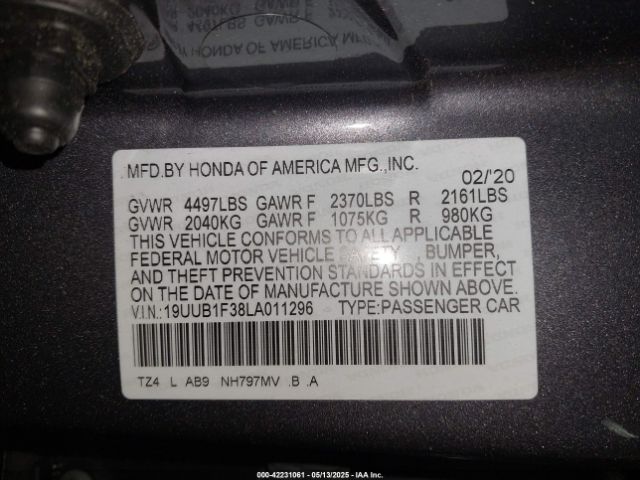 2020 ACURA TLX 19UUB1F38LA011296 Photo 8