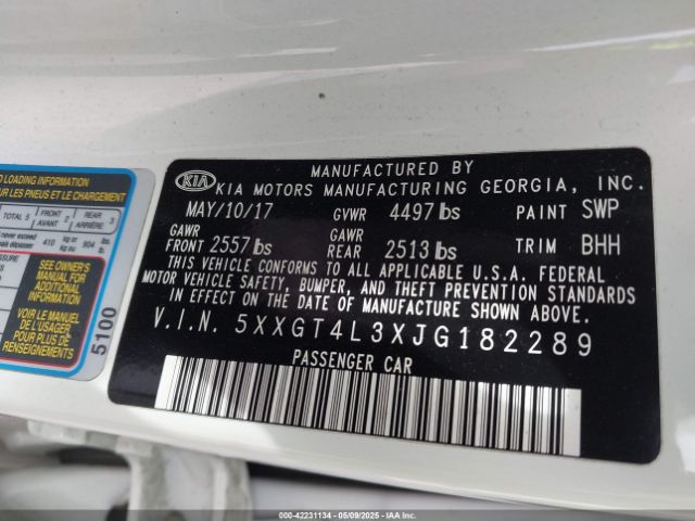 5XXGT4L3XJG182289 KIA Optima Lx