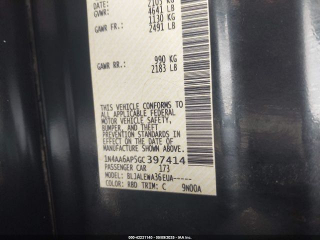 1N4AA6AP5GC397414 Nissan Maxima 3.5 Sl