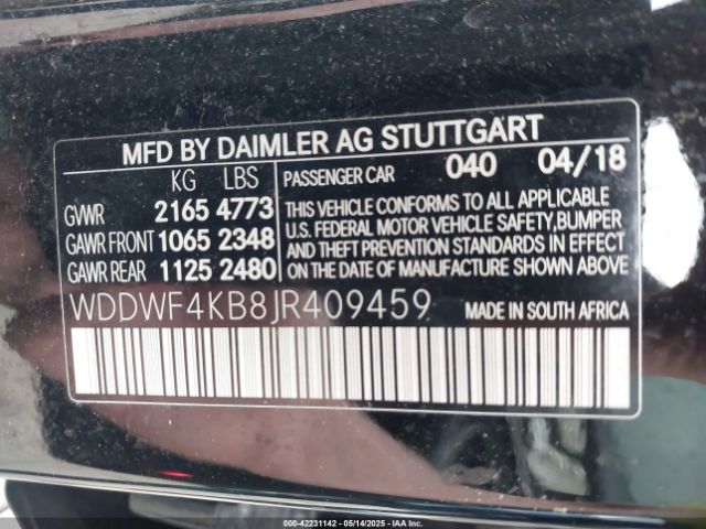 WDDWF4KB8JR409459 Mercedes-Benz C 300 4matic