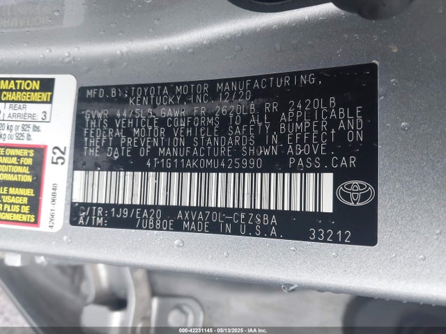 4T1G11AK0MU425990 Toyota CAMRY SE
