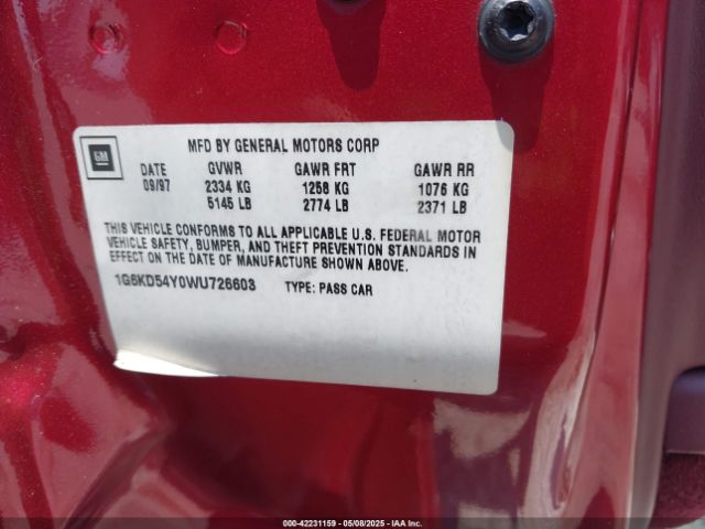 1998 CADILLAC DEVILLE 1G6KD54Y0WU726603 Photo 8
