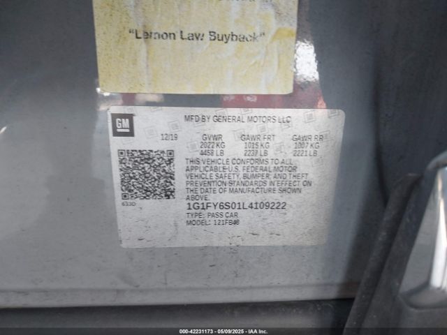 2020 CHEVROLET BOLT EV 1G1FY6S01L4109222 Photo 8