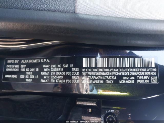 ZASFAKPN1J7B87334 Alfa Romeo Stelvio Sport Awd