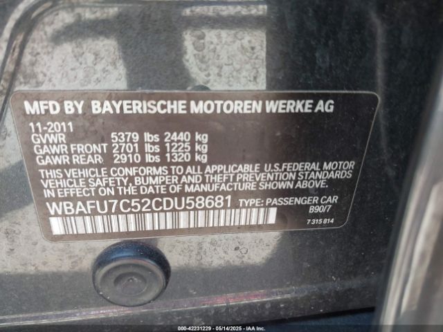 2012 BMW 535I WBAFU7C52CDU58681 Photo 8