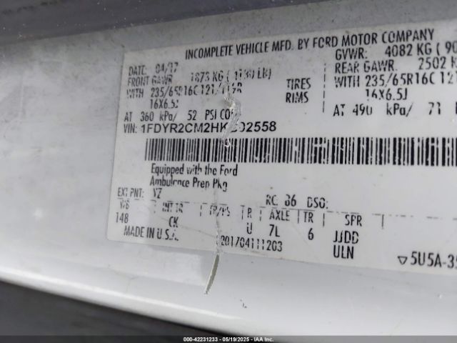 1FDYR2CM2HKB02558 Ford Transit-250