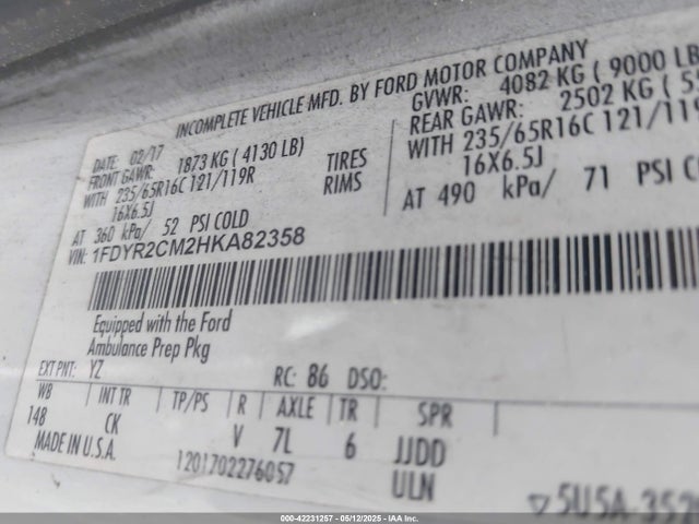 1FDYR2CM2HKA82358 Ford Transit-250