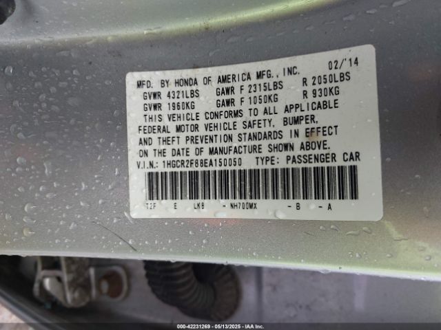 1HGCR2F88EA150050 Honda Accord Ex-l