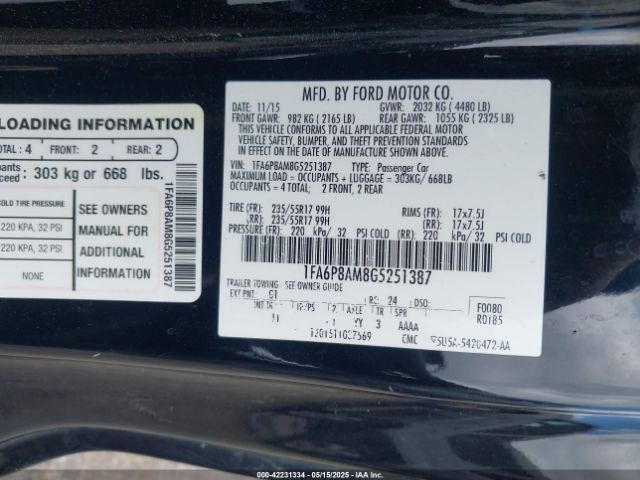 1FA6P8AM8G5251387 Ford Mustang V6