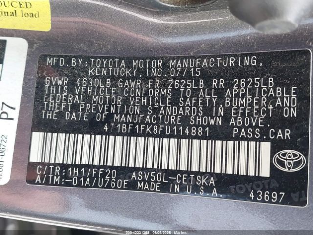 4T1BF1FK8FU114881 Toyota CAMRY SE