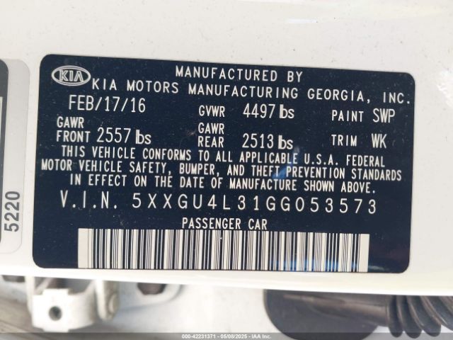 5XXGU4L31GG053573 KIA t-gdi theta ii