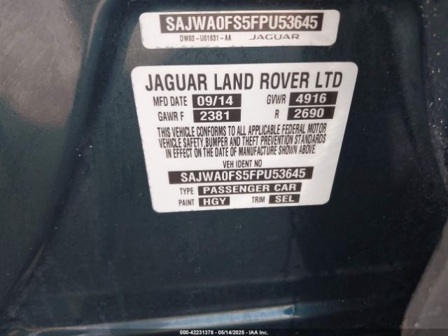 2015 JAGUAR XF SAJWA0FS5FPU53645 Photo 8
