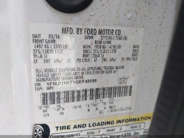 1FMJU1KTXGEF45556 Ford Expedition Limited