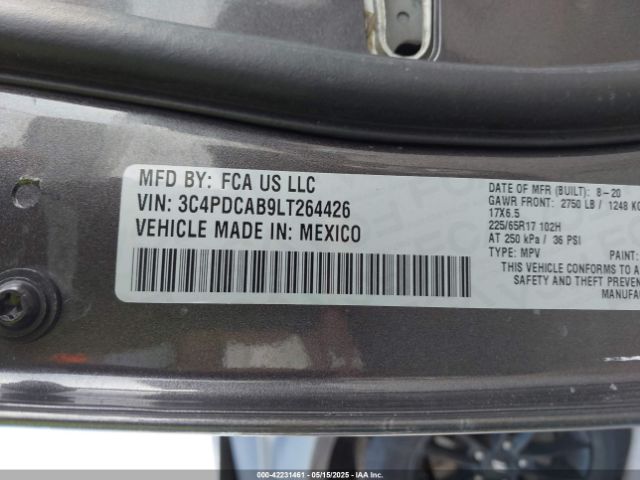 2020 DODGE JOURNEY 3C4PDCAB9LT264426 Photo 8