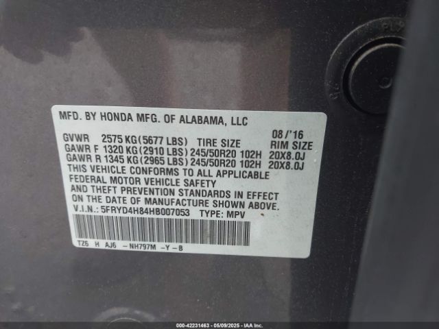 5FRYD4H84HB007053 Acura Mdx Advance Package