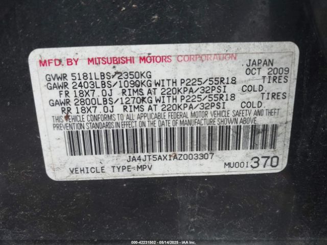 2010 MITSUBISHI OUTLANDER JA4JT5AX1AZ003307 Photo 8
