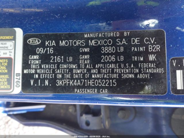 3KPFK4A71HE052215 KIA FORTE LX