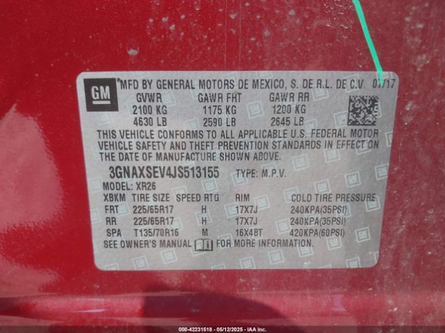 3GNAXSEV4JS513155 Chevrolet EQUINOX LT