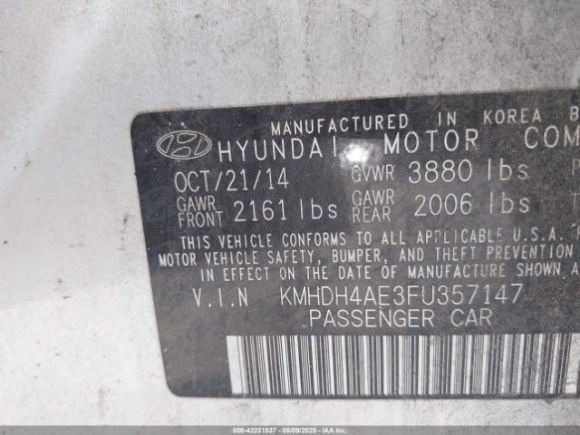 KMHDH4AE3FU357147 Hyundai Elantra Limited