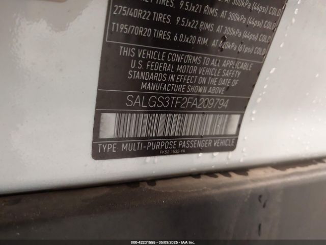 2015 LAND ROVER RANGE ROVER SALGS3TF2FA209794 Photo 8