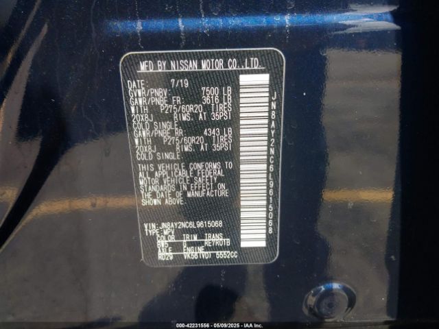 JN8AY2NC6L9615068 Nissan Armada Sl 4wd