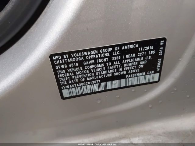 1VWAS7A30GC013577 Volkswagen Passat 1.8t S