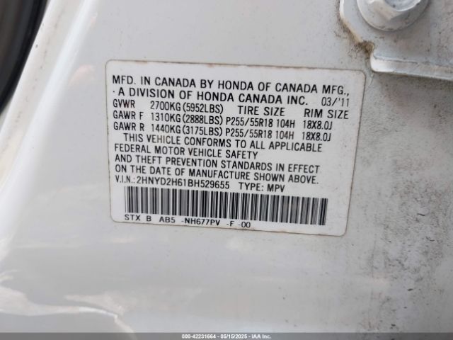 2011 ACURA MDX 2HNYD2H61BH529655 Photo 8