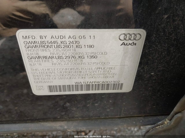 2012 AUDI Q5 WA1LFAFP4CA002302 Photo 8