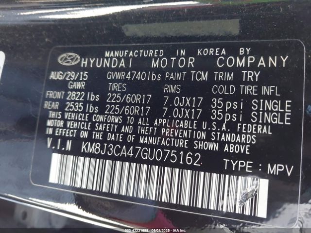 KM8J3CA47GU075162 Hyundai TUCSON SE