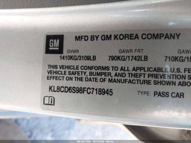 KL8CD6S98FC718945 Chevrolet Spark 1lt Cvt