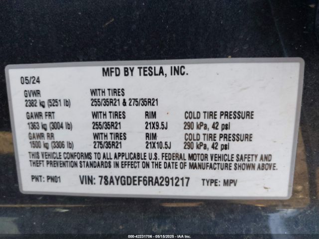 2024 TESLA MODEL Y 7SAYGDEF6RA291217 Photo 8