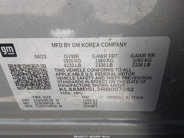Aukcja sprzedaży 2024 Buick Encore Gx Sport Touring Fwd, vin: KL4AMDSL2RB007082, numer aukcji: 42231717