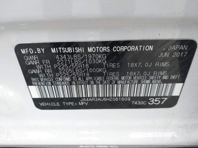 2017 MITSUBISHI OUTLANDER SPORT JA4AR3AU6HZ061609 Photo 8