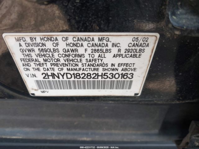 2002 ACURA MDX 2HNYD18282H530163 Photo 8