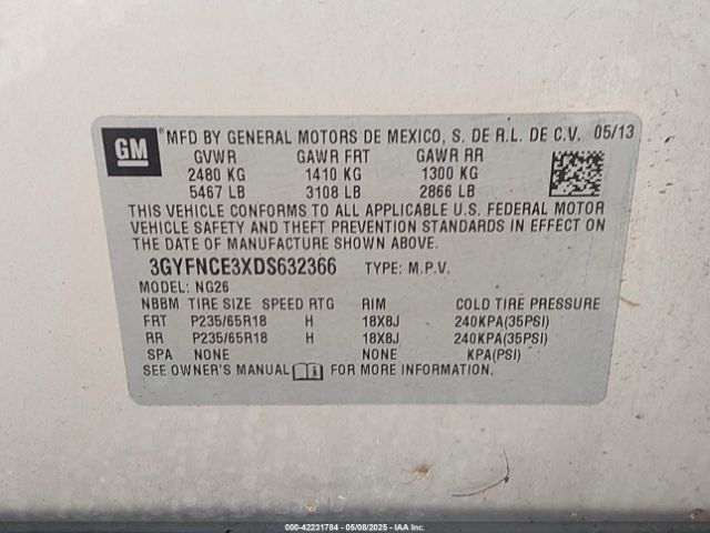 2013 CADILLAC SRX 3GYFNCE3XDS632366 Photo 8