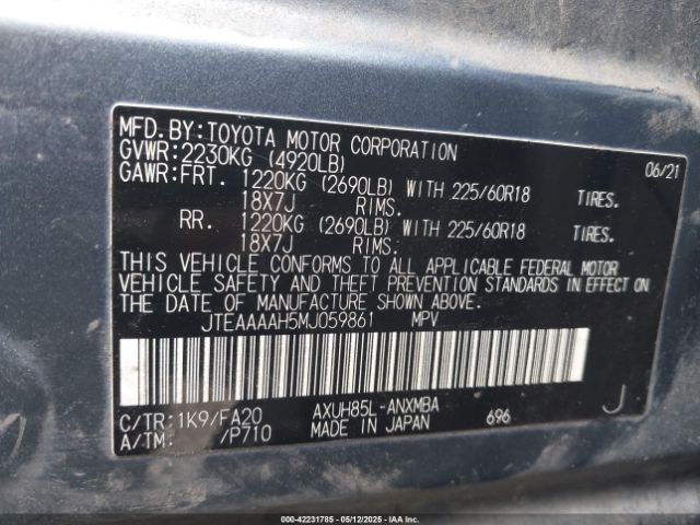 2021 TOYOTA VENZA JTEAAAAH5MJ059861 Photo 8