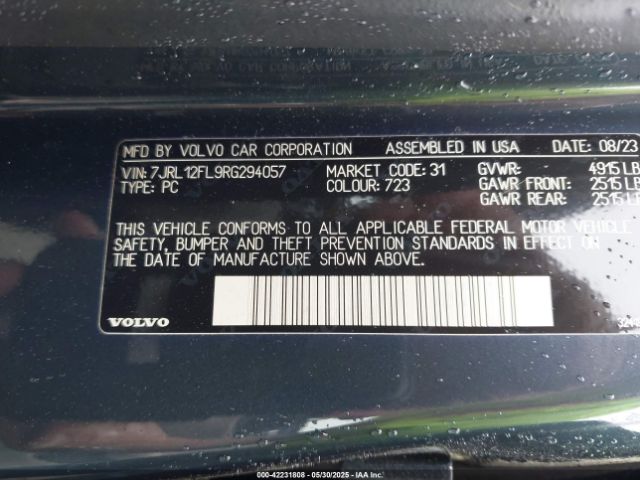 7JRL12FL9RG294057 Volvo S60 B5 Plus Dark Theme