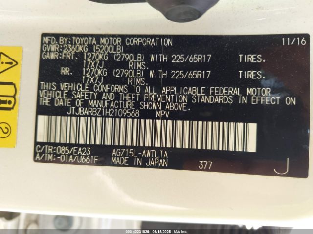 JTJBARBZ1H2109568 Lexus NX 200T