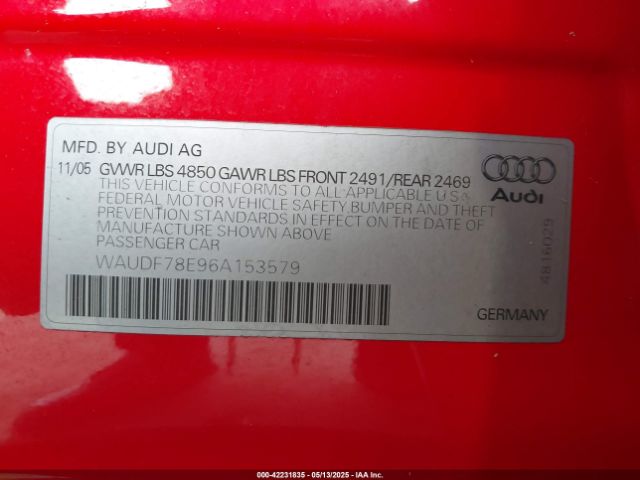 2006 AUDI A4 WAUDF78E96A153579 Photo 8