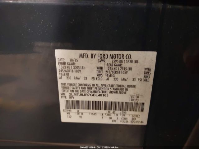 2LMTJ8JR7GBL40163 Lincoln Mkx Premiere