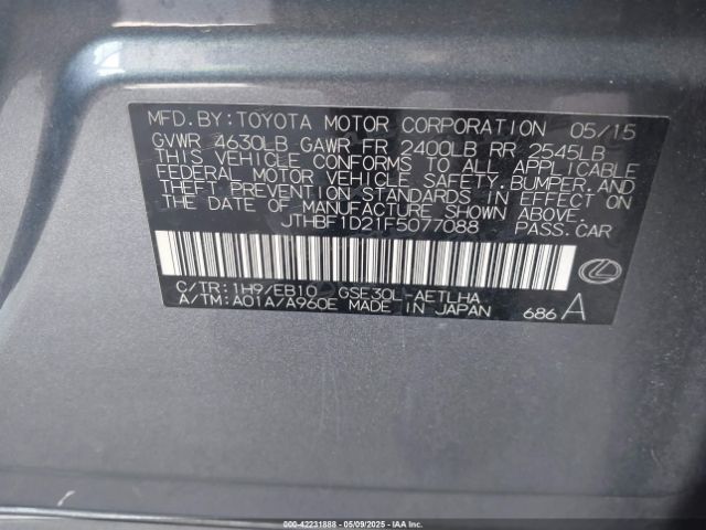JTHBF1D21F5077088 Lexus IS 250